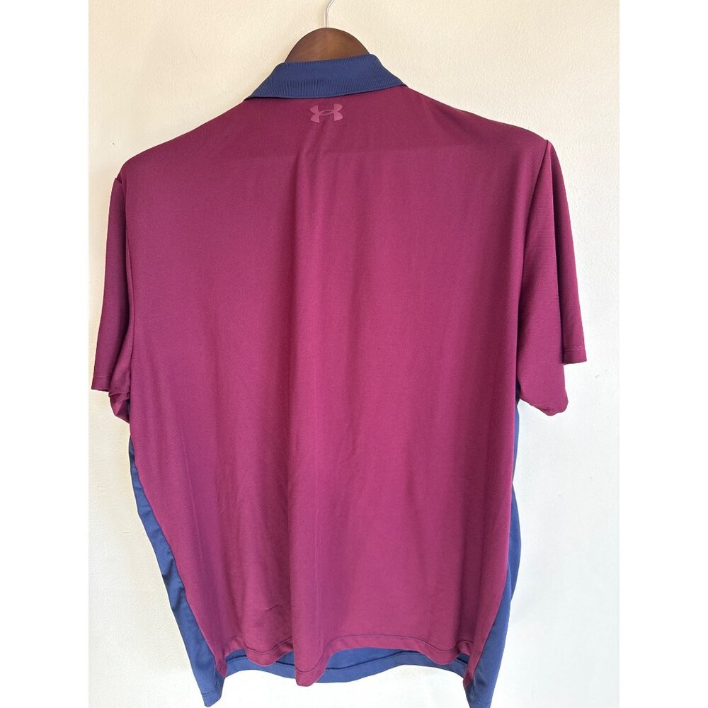 Under Armour Mens XL Two-Tone Maroon & Navy Performance Polo Shirt - Picture 2 of 8